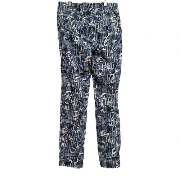 Lisette L Montreal Pants 4 Blue Pattern Stretch Straight Pull‎ On Comfort Pants - Picture 4 of 5